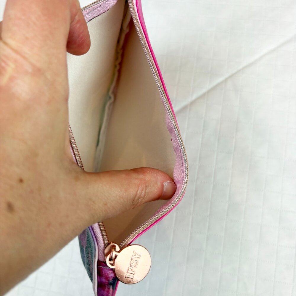IPSY New pink purple floral pattern zippered makeup cosmetics bag pouch clutch - Picture 13 of 13